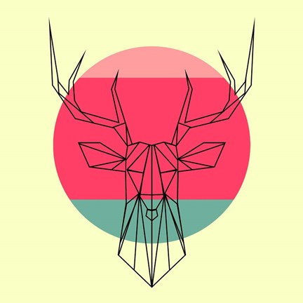 Framed Deer and Sunset Print