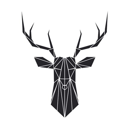 Framed Black Polygon Deer Print