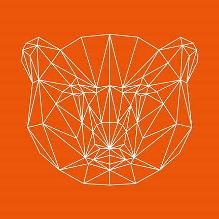 Framed Orange Bear Polygon Print