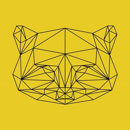 Framed Yellow Raccoon Polygon Print