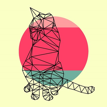 Framed Smart Cat and Sunset Print