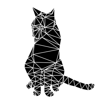 Framed Smart Black Cat Polygon Print