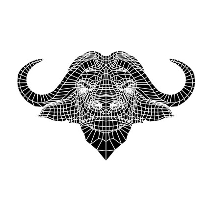 Framed Black and White Buffalo Mesh Print