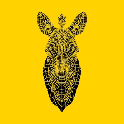 Framed Yellow Zebra Mesh Print