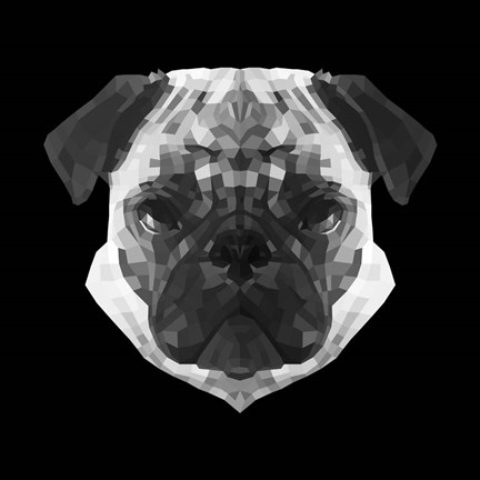 Framed Pug Head Print