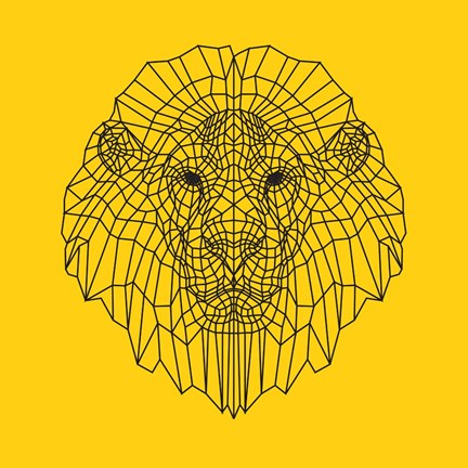 Framed Lion Head Yellow Mesh Print