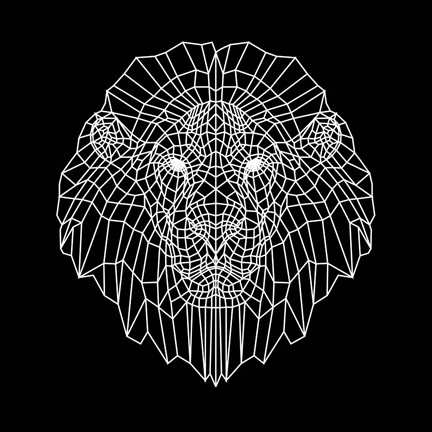 Framed Lion Head Black Mesh Print