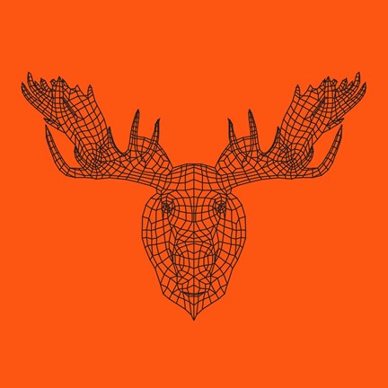 Framed Moose Head Orange Mesh Print