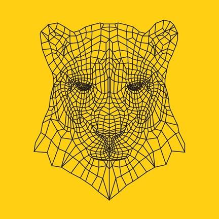 Framed Panther Head Yellow Mesh Print