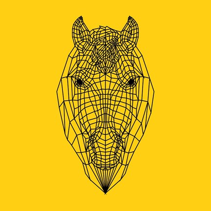 Framed Horse Head Yellow Mesh Print