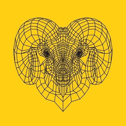 Framed Ram Head Yellow Mesh Print