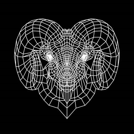 Framed Ram Head Black Mesh Print