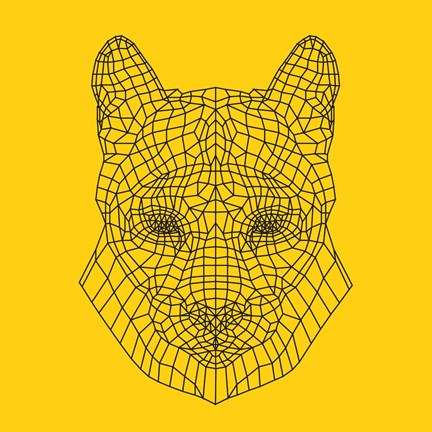 Framed Mountain Lion Yellow Mesh Print