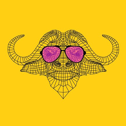 Framed Buffalo in Pink Glasses Print