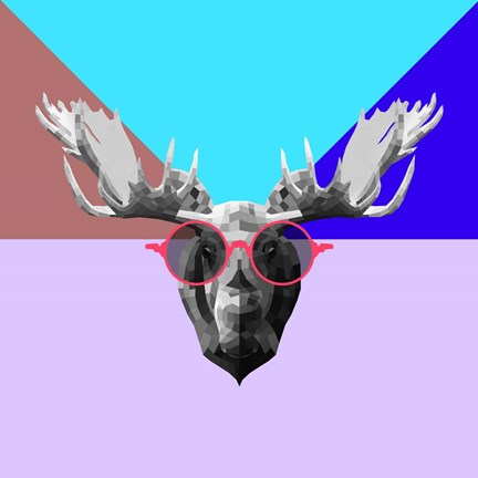Framed Party Moose in Glasses Print