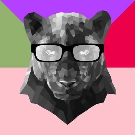 Framed Party Panther in Glasses Print