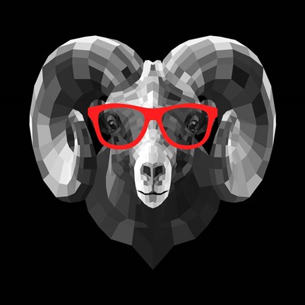 Framed Ram in Red Glasses Print