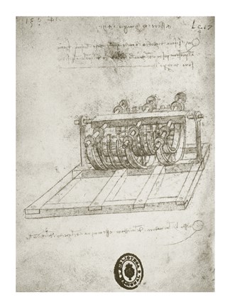 Framed Mechanical Sketches Print