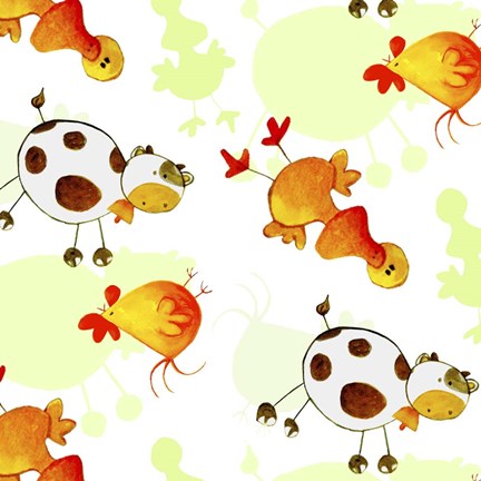 Framed Cows and Ducks Print