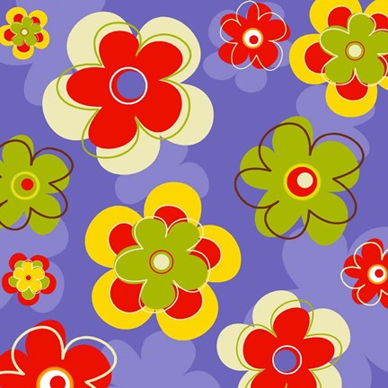 Framed Floral on Purple Print