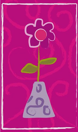 Framed Red Flower in Purple Pot Print