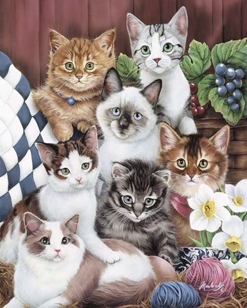Framed Cuddly Kittens Print