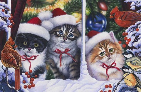 Framed Cats In Window Print