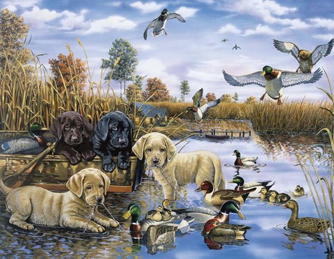 Framed Playful Tail Waggin&#39; Day Print