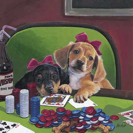 Framed Poker Dogs 3 Print