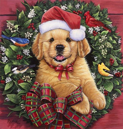 Framed Christmas Puppy Print