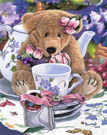 Framed Tea Party Bear 1 Print