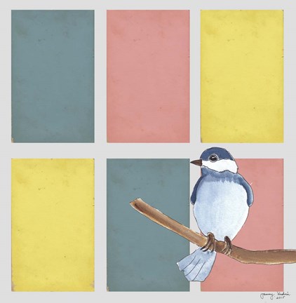 Framed Rectangles And Blue Bird Print