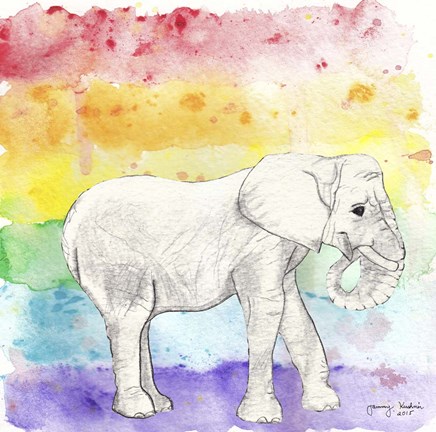 Framed Rainbow Elephant Print
