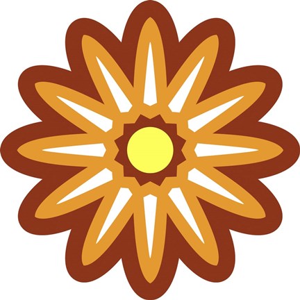 Framed Mod Flowers Cut out Rust Print