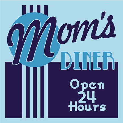 Framed Moms Diner 24 Hours In Blues Print