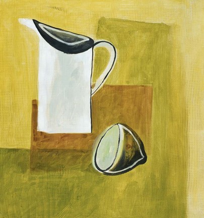 Framed Jug and Lemon 1 Print