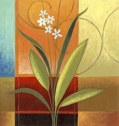 Framed Wide Palm On Patches Print