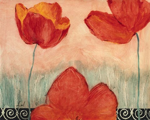 Framed Poppy Field I Print