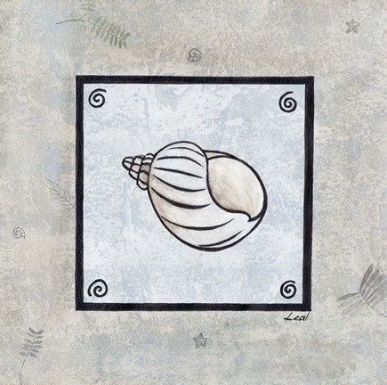 Framed Sea Shell on Blue I Print