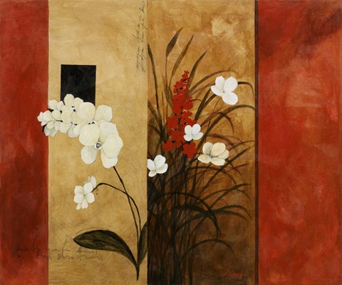 Framed Asian Floral I Print