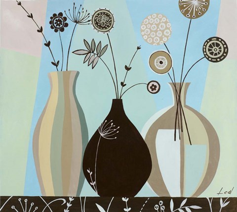 Framed Vase Trio I Print