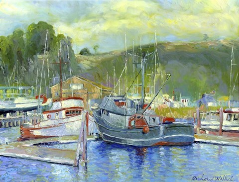 Framed Fishing Boats On Oregon Coast 1 Print