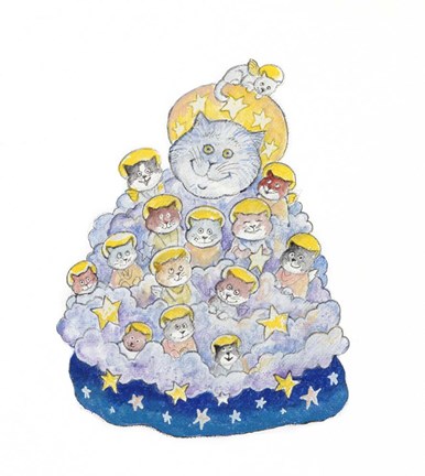 Framed Angel Cats Print