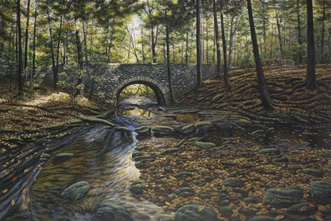 Framed Rock Bridge White Tails Print