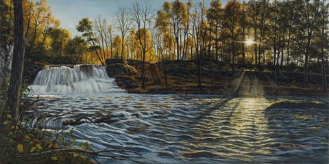 Framed Sunset At Wadsworth Falls Print