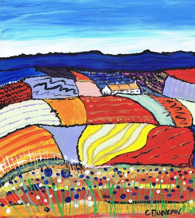 Framed Row Of Cottages In Fettercairn Print