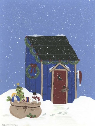 Framed Blue Outhouse Print