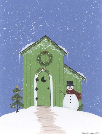 Framed Light Green Outhouse Print