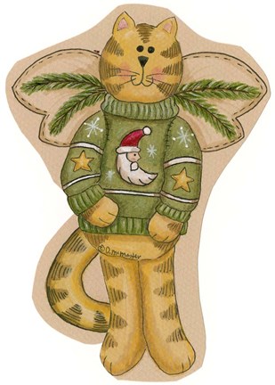 Framed Green Sweater Cat Print