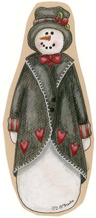 Framed Black &amp; Red Snowman Print